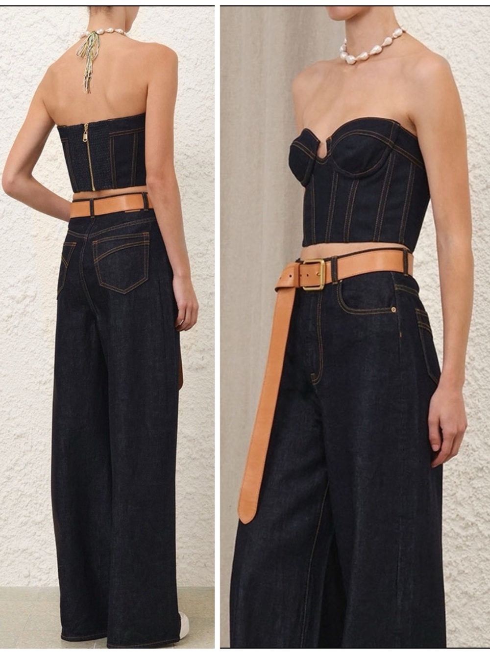 ZIMMERMANN Crush Denim Corset Top - Picture 5 of 16